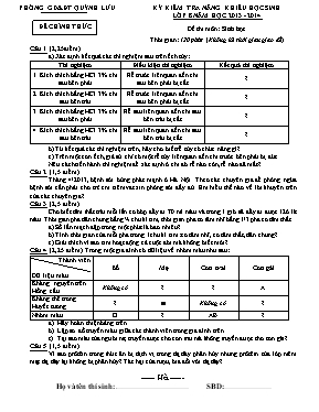 Đề kiểm tra năng khiếu học sinh môn Sinh học Lớp 8 - Năm học 2013-2014 - Phòng GD & ĐT Quỳnh Lưu